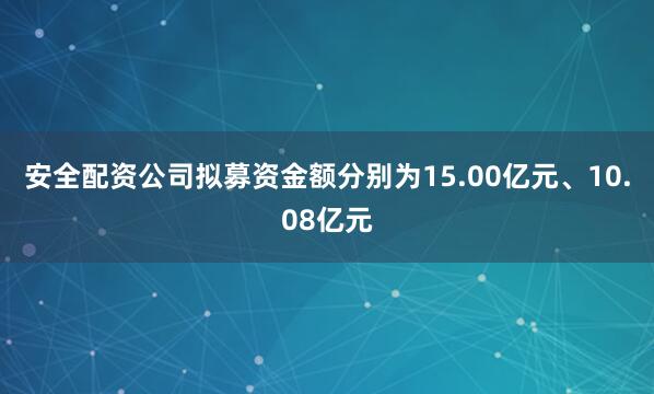 安全配资公司拟募资金额分别为15.00亿元、10.08亿元